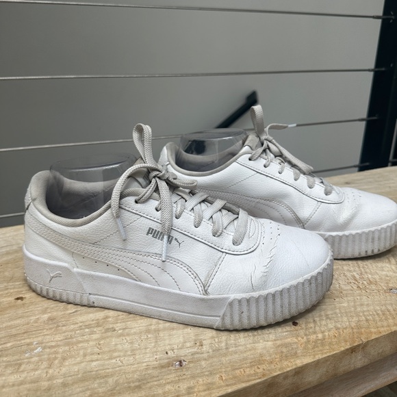 Puma white carina 2.0 platform leather soft foam sneaker casual athleisure 9.5 - Picture 5 of 9